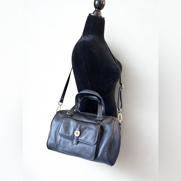 TORY BURCH Amanda Satchel Black Pebbled Leather – 2-Way Carry. Excellent Pre-❤️ - Picture 3 of 9